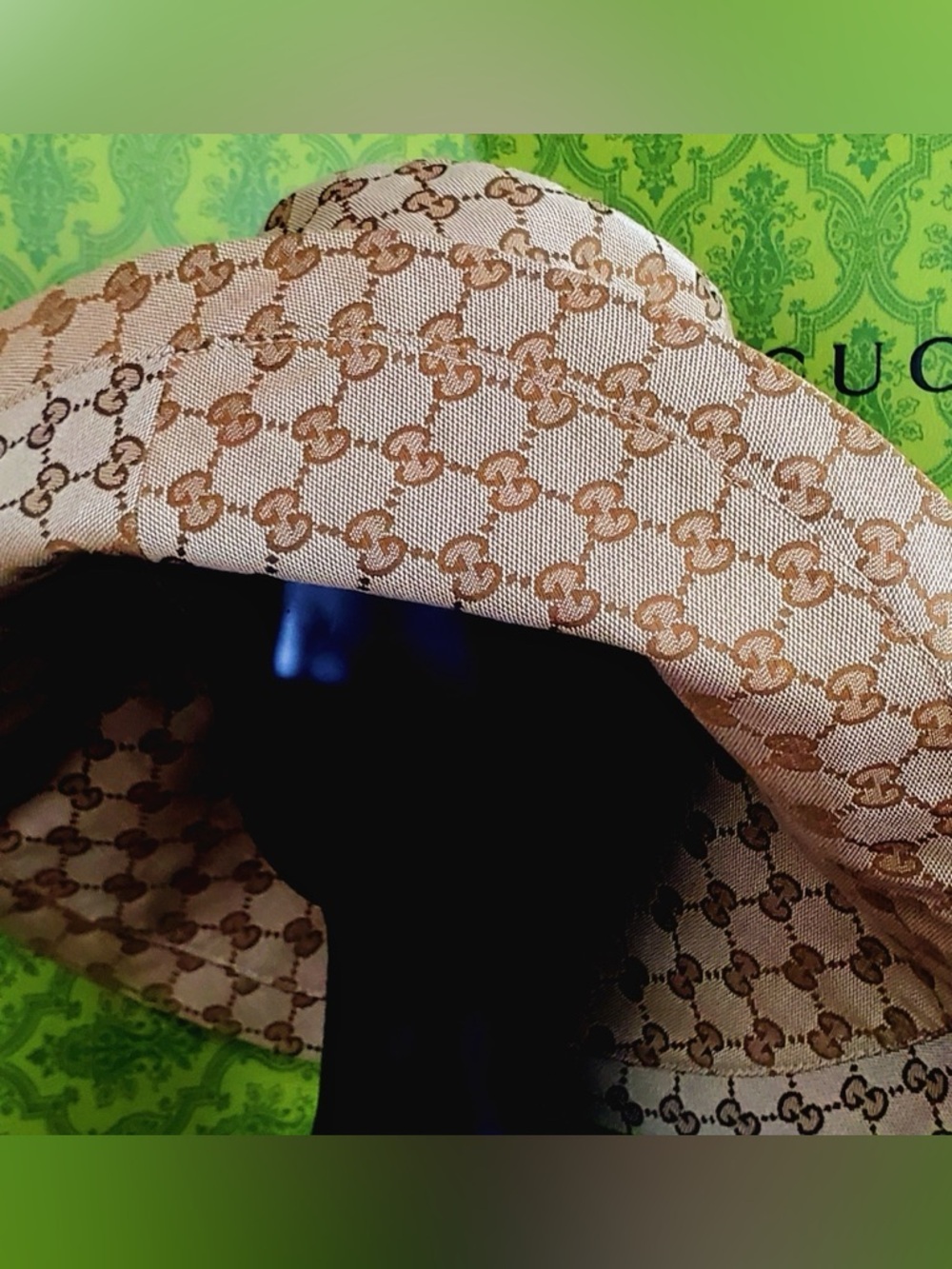 Monogram Beige Canvas Large Wide Brim Jacquard Bucket Hat Golden Tan Design - Picture 10 of 16
